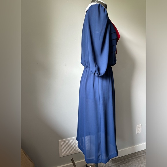 80’s blue and red bow dress - Picture 2 of 6